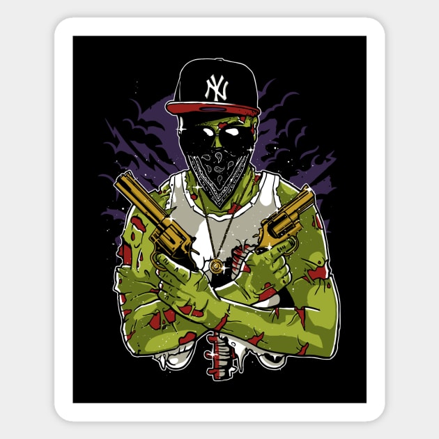 Gangsta Zombie Sticker by MisfitInVisual